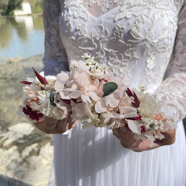 Corona Novia Hortensia y Eucalipto