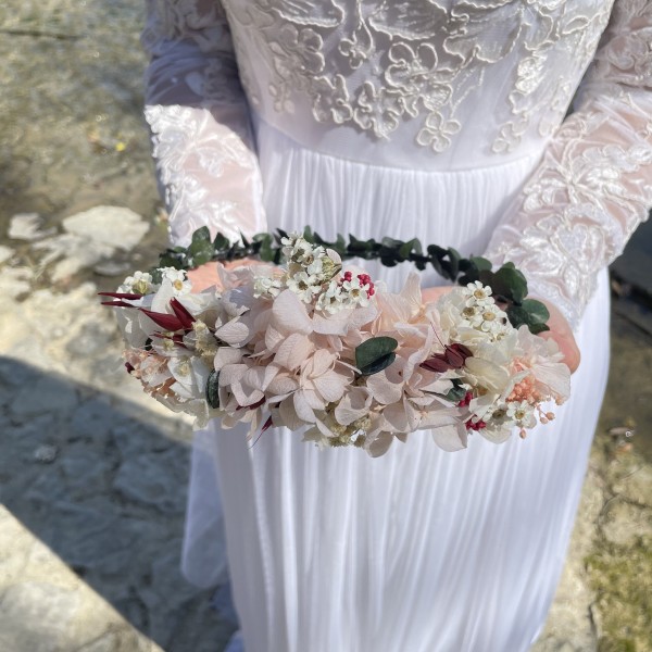 Corona Novia Hortensia y Eucalipto