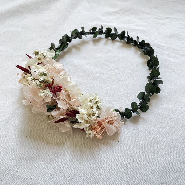 Corona Novia Hortensia y Eucalipto