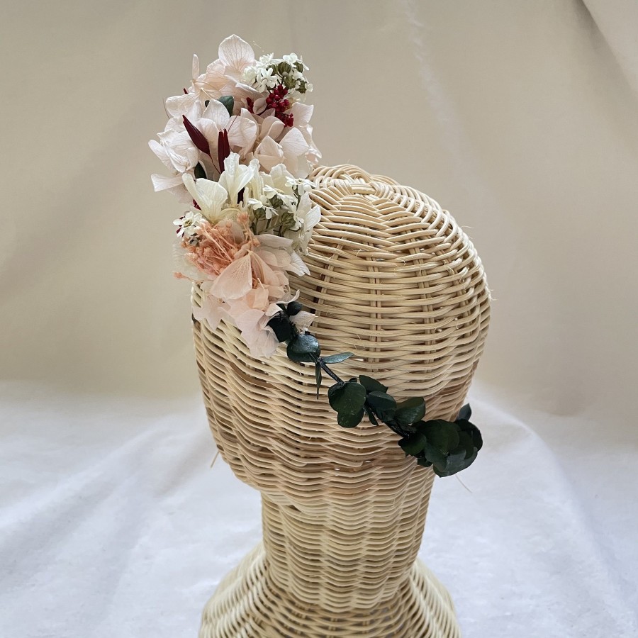 Corona Novia Hortensia y Eucalipto