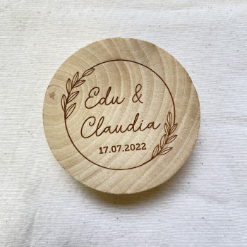 Abridor de madera personalizado para boda
