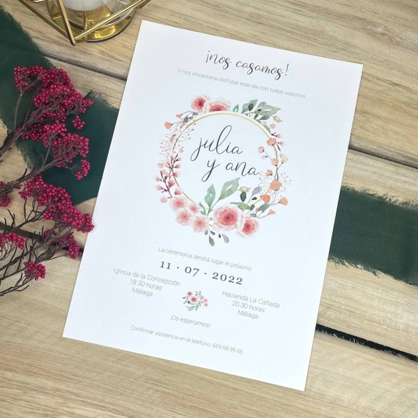 Invitación de boda Peach