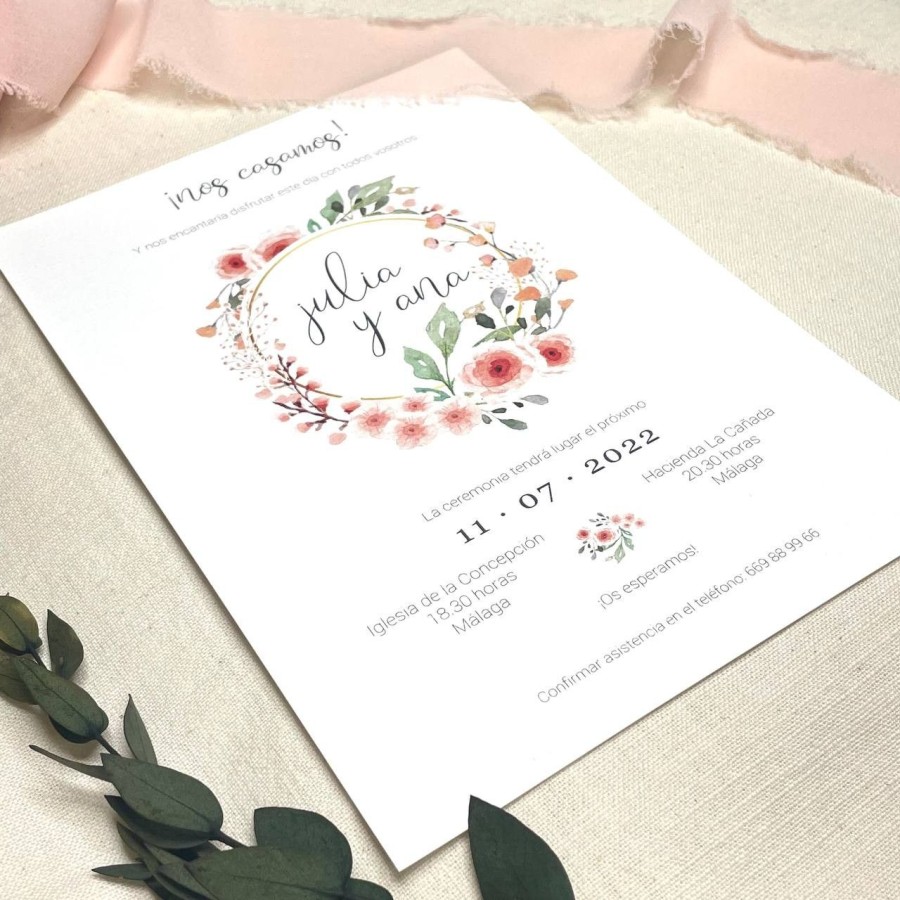 Invitación de boda Peach