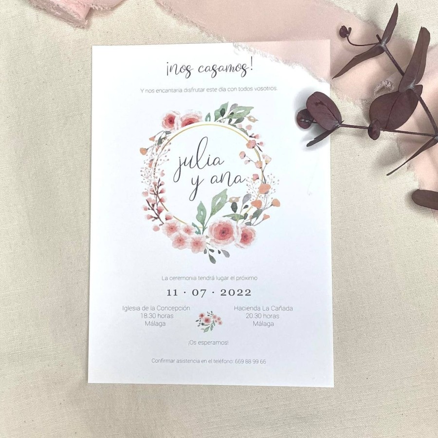 Invitación de boda Peach