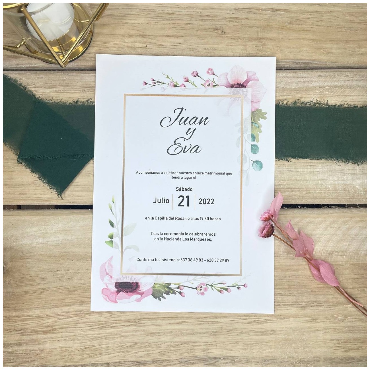 Invitación de boda Romántica