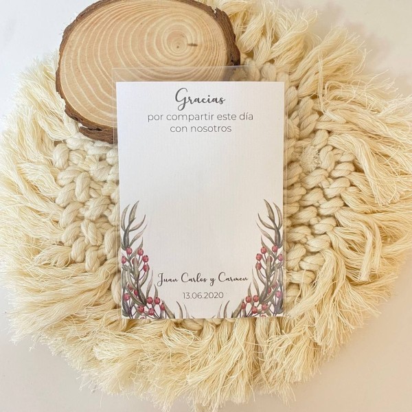 Tarjeta detalle boda Campanilla