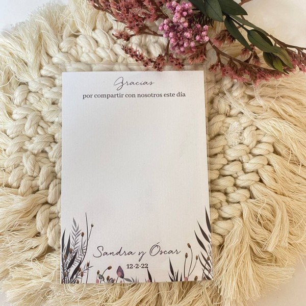 Tarjeta detalle boda Silvestre