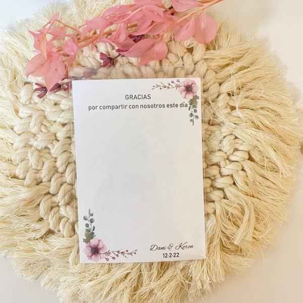 Tarjeta detalle boda Romántica