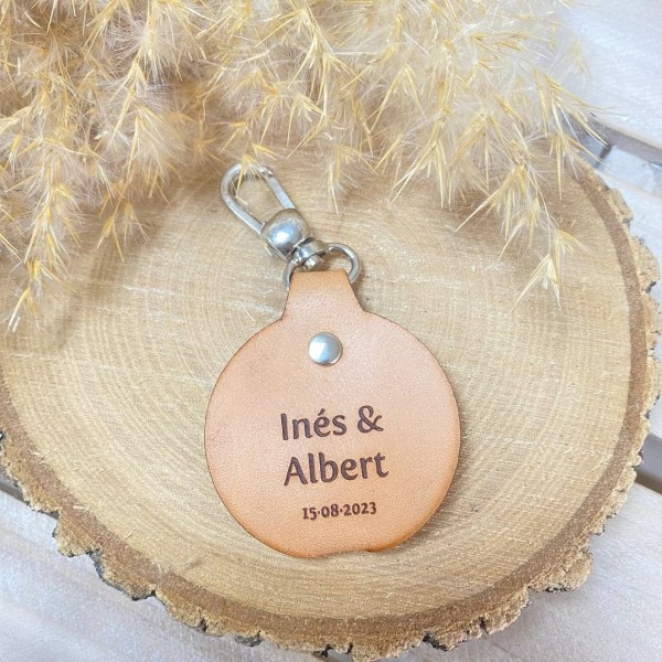 Llavero cuero redondo boda