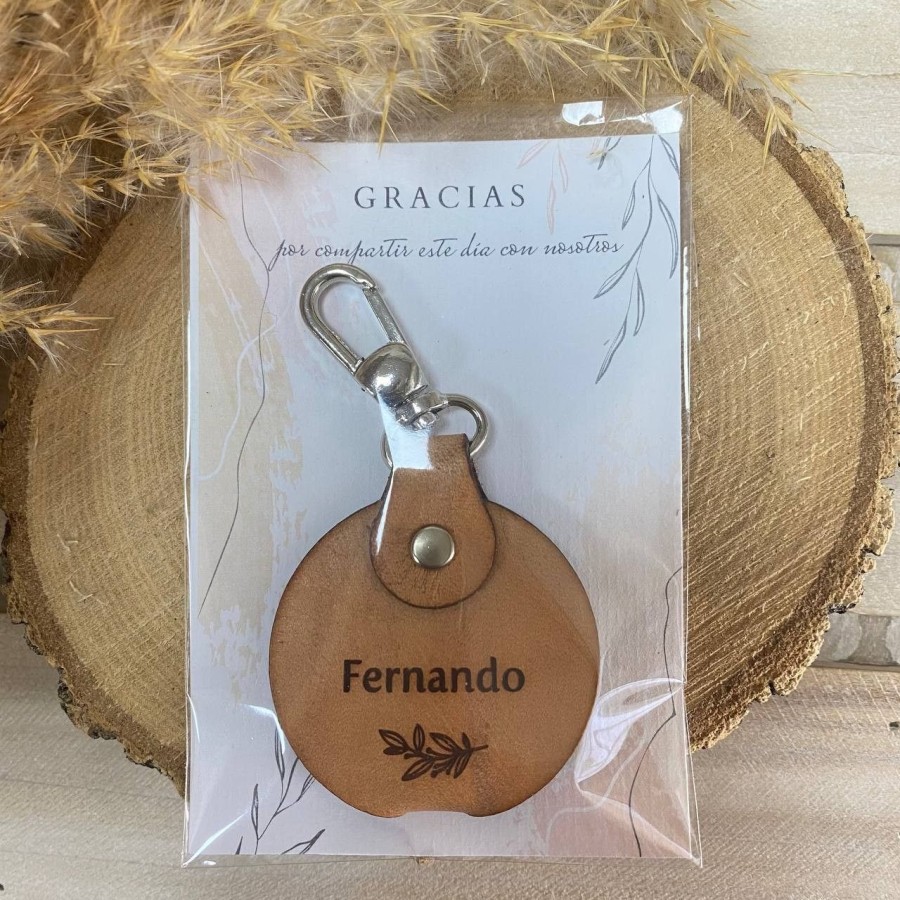 Llavero cuero redondo boda
