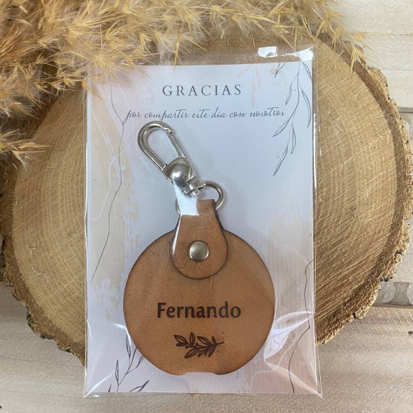 Llavero cuero redondo boda