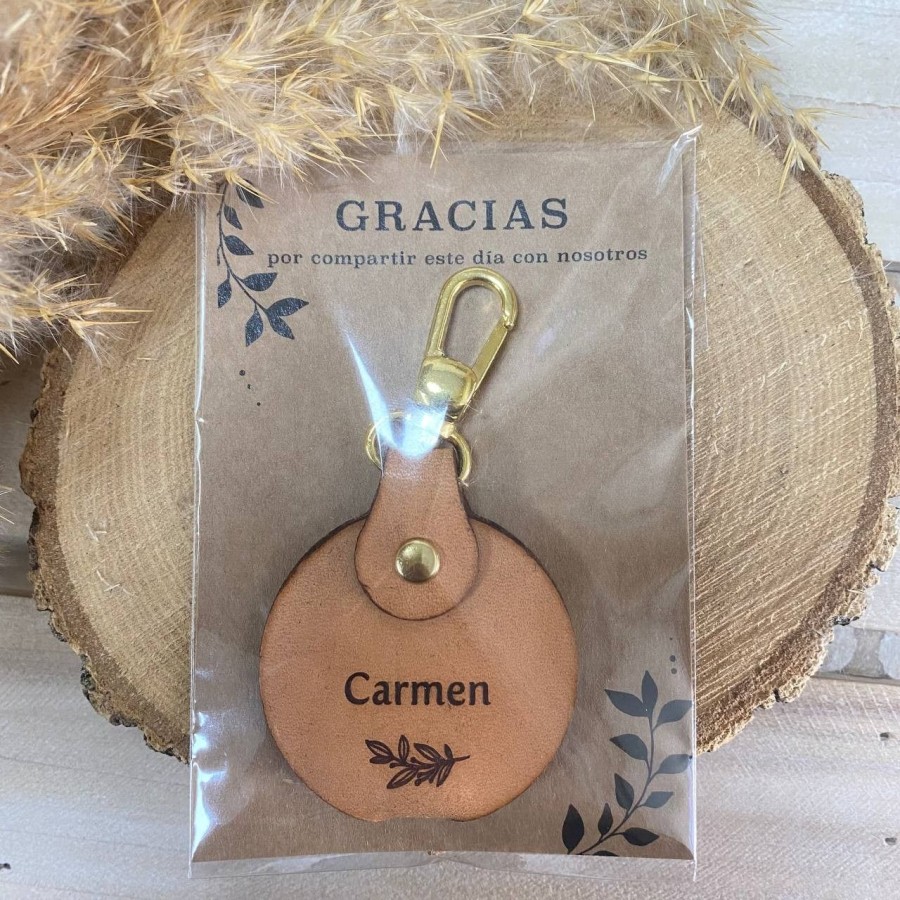 Llavero cuero redondo boda