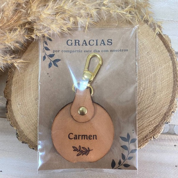 Llavero cuero redondo boda