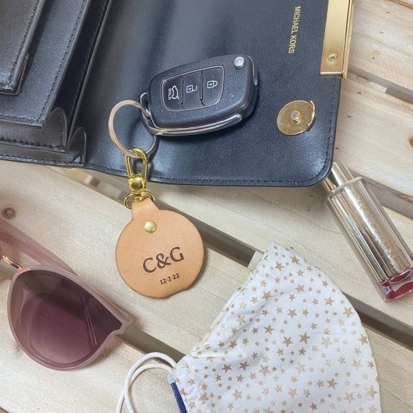 Llavero cuero redondo boda