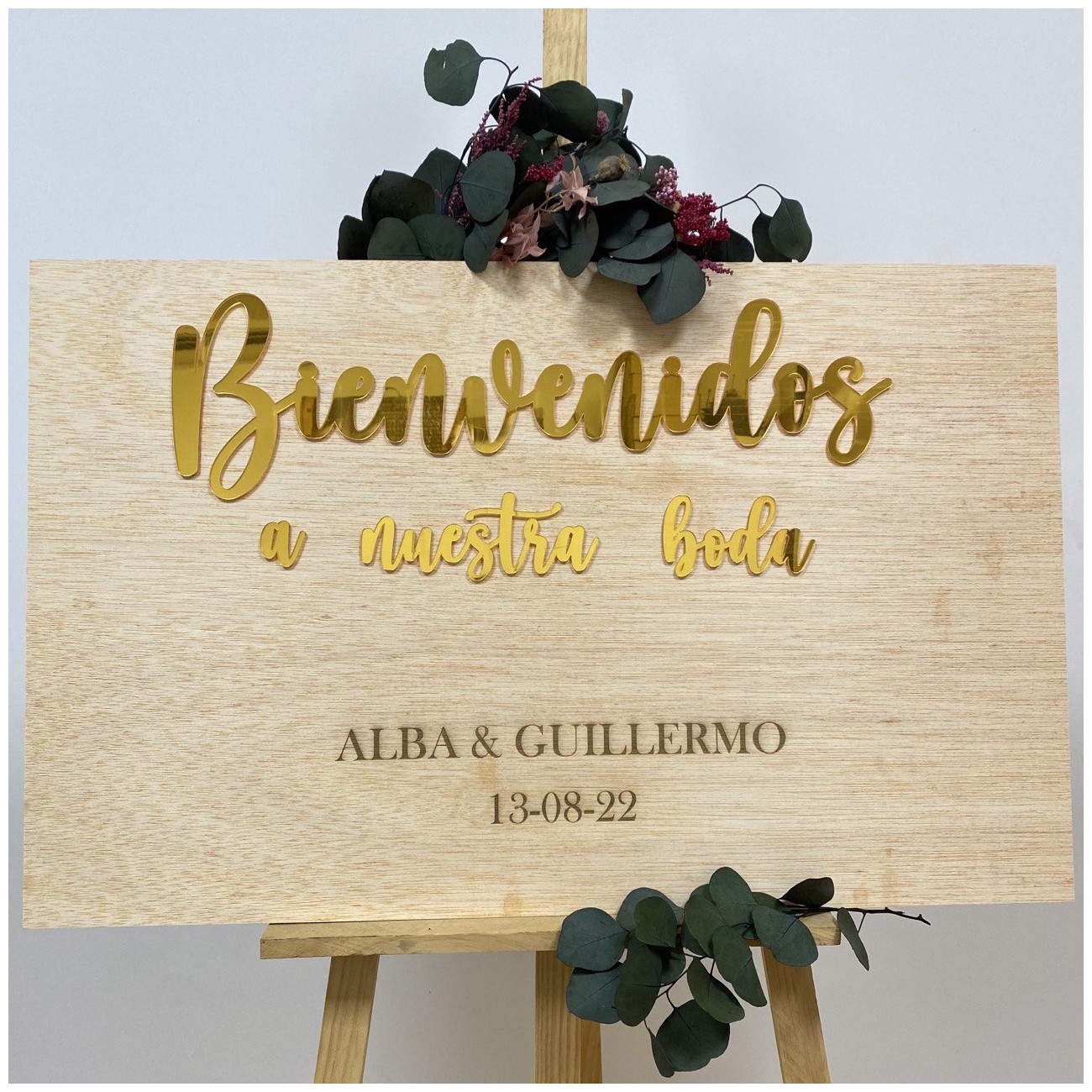 Cartel bienvenida a la boda personalizado en 3D