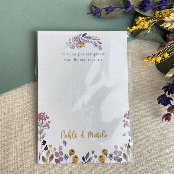 Tarjeta detalle boda Abril