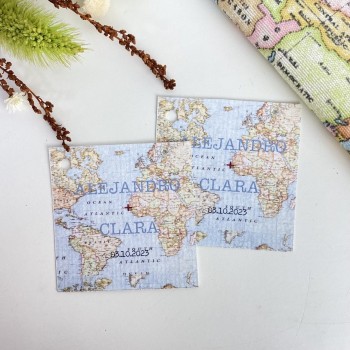 Etiqueta de boda Viajera