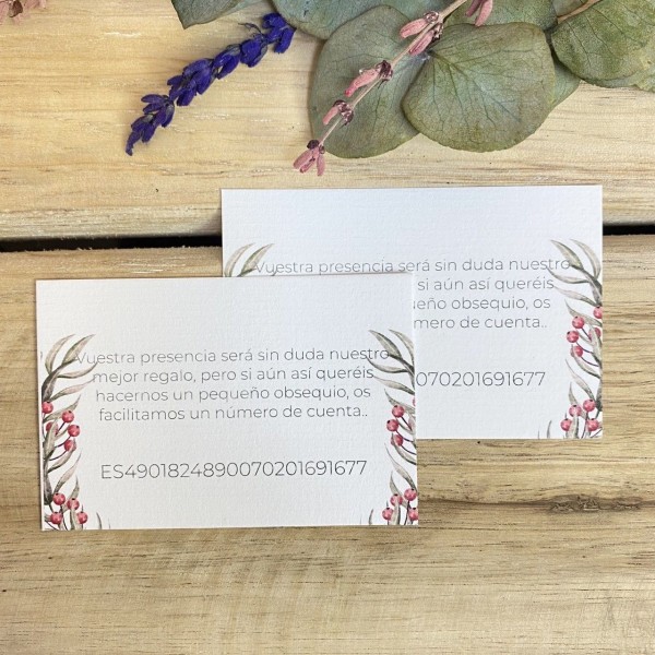 Tarjeta Número cuenta Campanilla