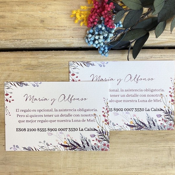 Tarjeta Número de Cuenta Silvestre