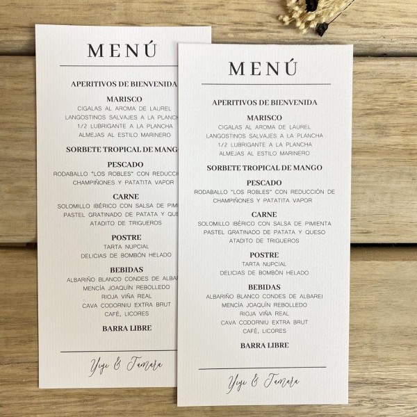 Minuta de boda  Minimal