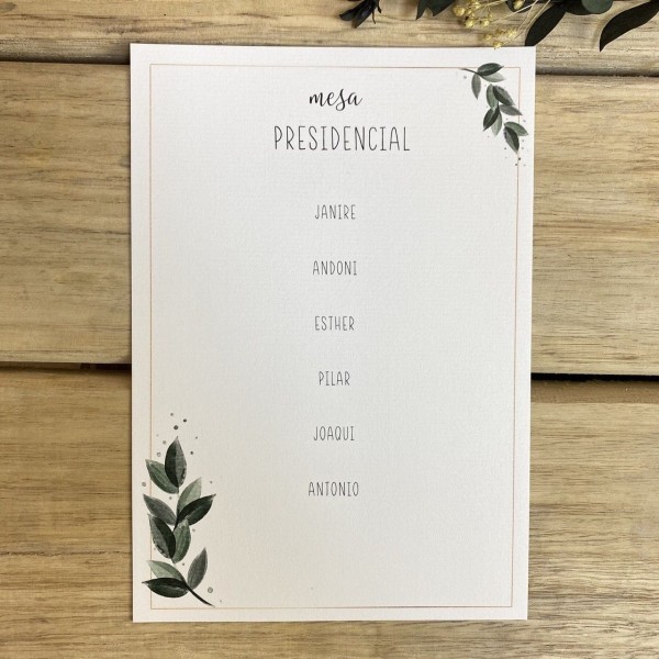 Seating de boda Olivo