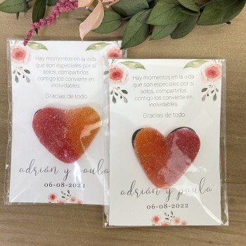 Tarjeta de agradecimiento corazón Peach