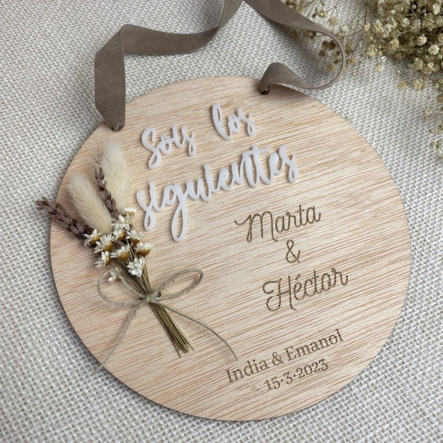 Placa personalizada con flores preservadas