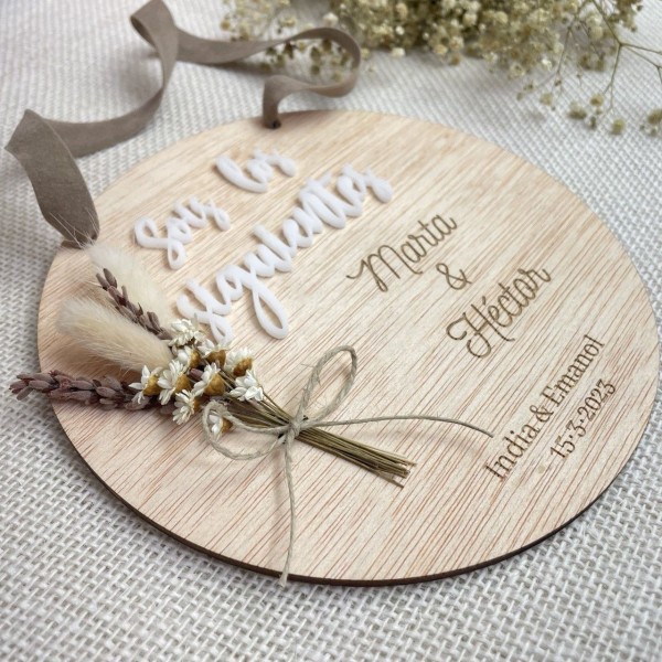 Placa personalizada con flores preservadas