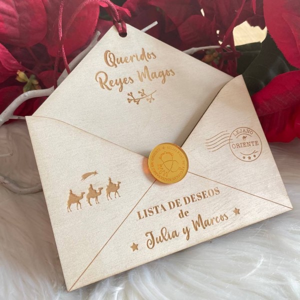 Sobre carta madera Reyes Magos/Papá Noel