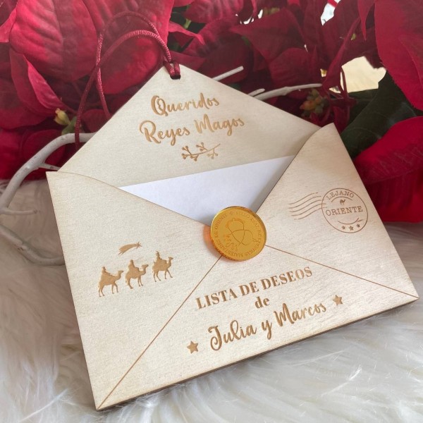 Sobre carta madera Reyes Magos/Papá Noel