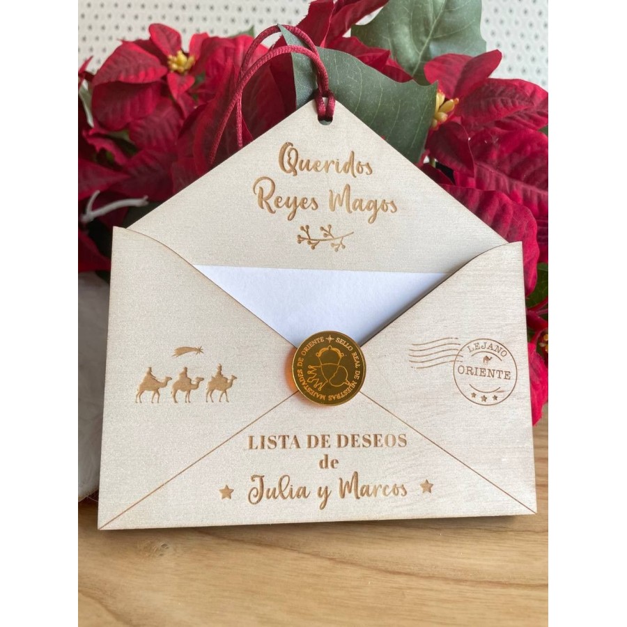 Sobre carta madera Reyes Magos/Papá Noel