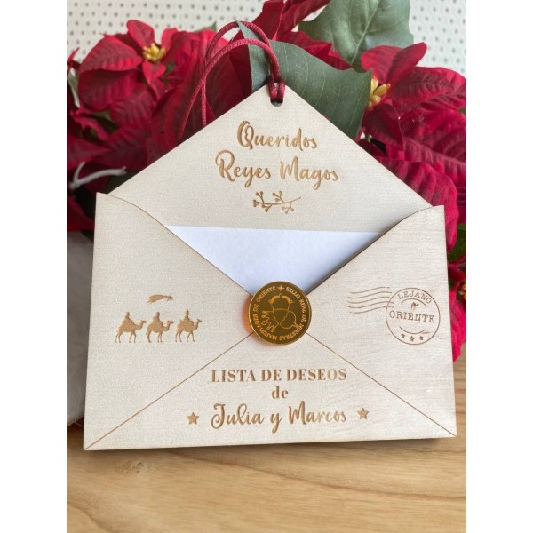 Sobre carta madera Reyes Magos/Papá Noel