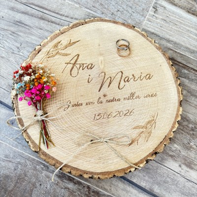 ≫ Comprar Porta Alianzas de Madera ❤️ Personalizado