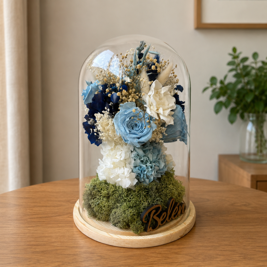 Urna de flores preservadas