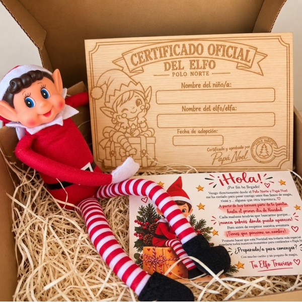 Elfo de Navidad con Caja y Certificado