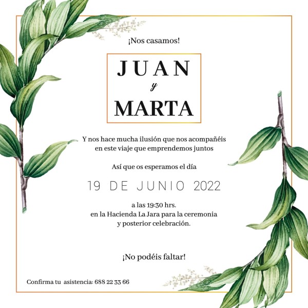 Invitación de boda Laurel