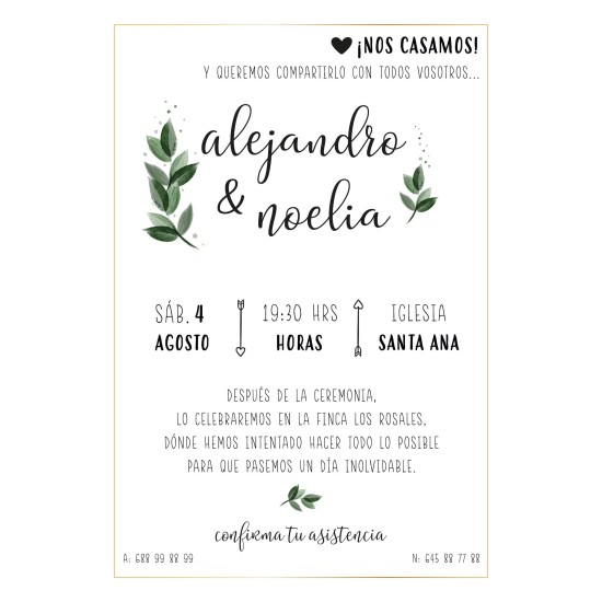 Invitación de boda Olivo