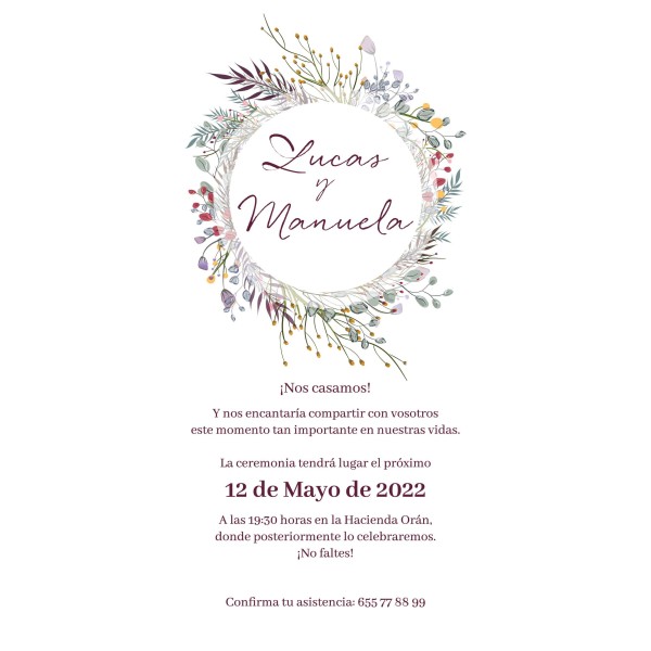 Invitación de boda Silvestre