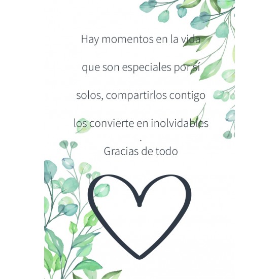 Tarjeta de agradecimiento corazón Natura