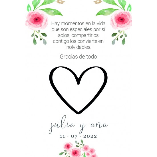 Tarjeta de agradecimiento corazón Peach