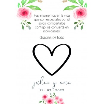 Tarjeta de agradecimiento corazón Peach