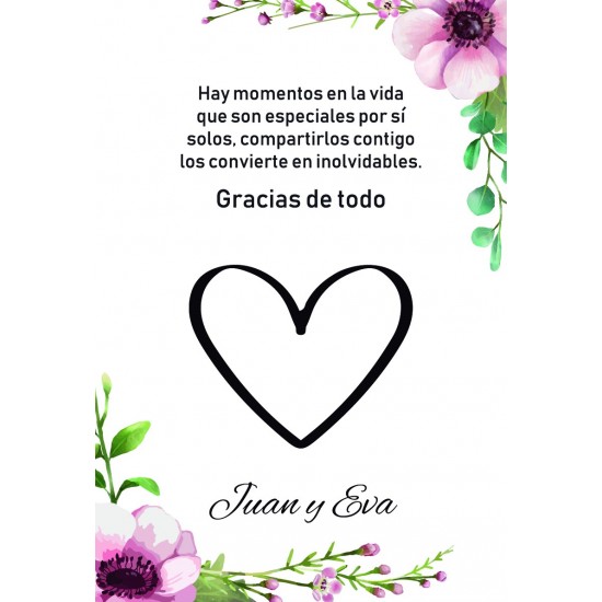 Tarjeta de agradecimiento corazón Romántica